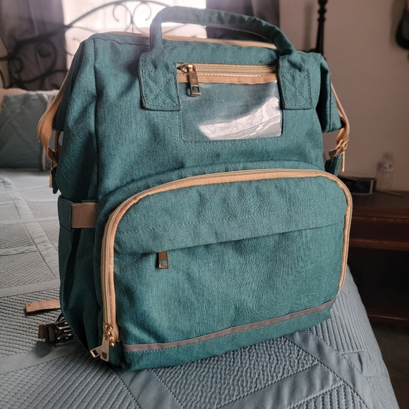 Green Diaper Bag with Bed - Picture 1 of 12